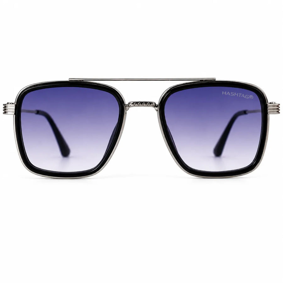 Reeon | Gradient Grey Medium Full Rim Square Sunglasses for Men [UV-protected]