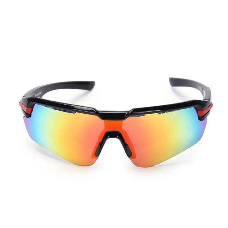 Lumina Black/Red Large Half Rim Shield Sports Sunglasses for Men & Women — Hashtag Eyewears