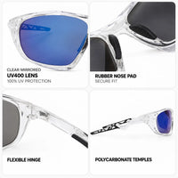 Lateralis | Transparent Large Full Rim Wraparound Sports Sunglasses for Men & Women [Mirrored]