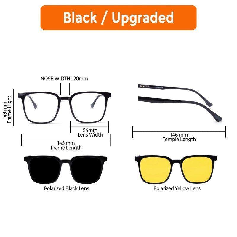 Blaze | Black Medium Full Rim Wayfarer Clip-on for Men & Women [Clip-on]