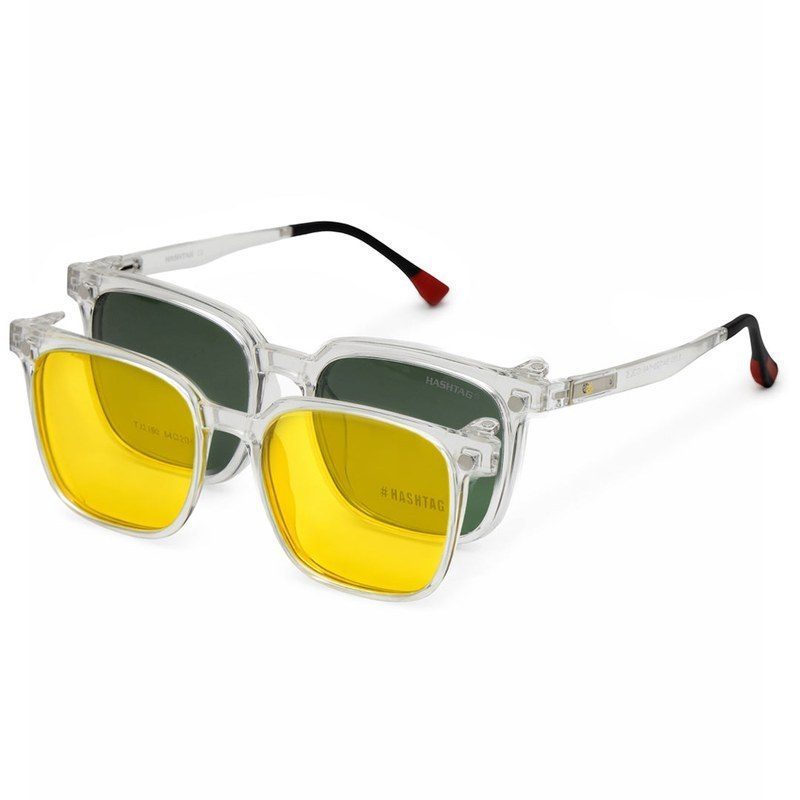 Blaze Transparent Medium Full Rim Wayfarer Clip-on for Men & Women — Hashtag Eyewears