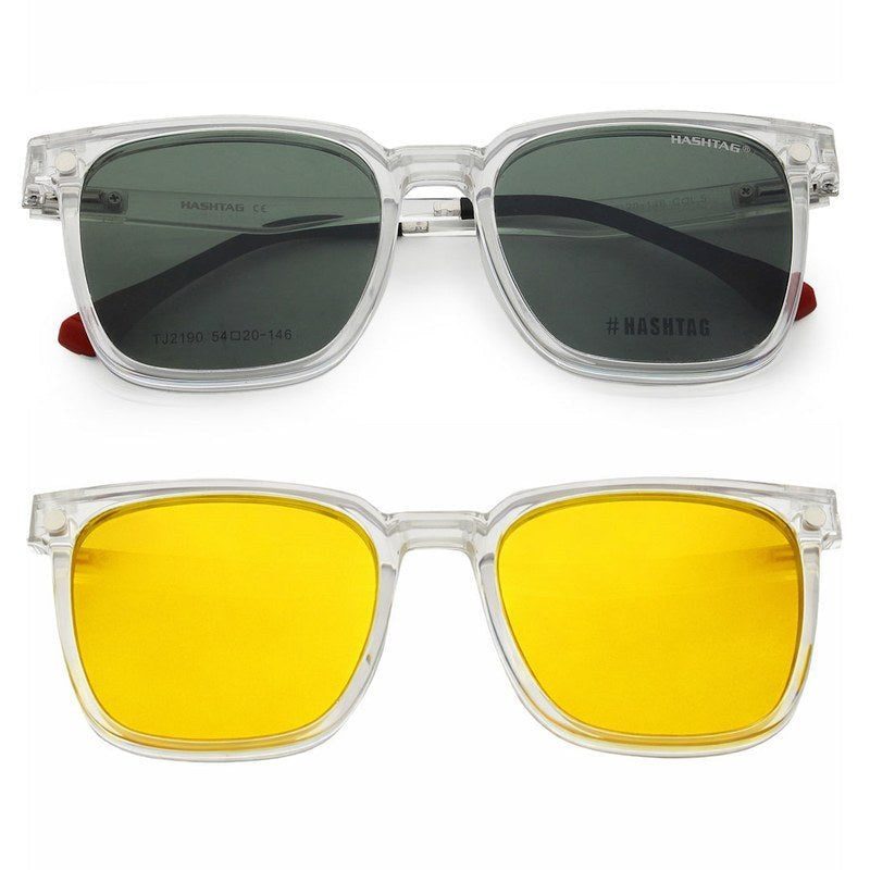 Blaze Transparent Medium Full Rim Wayfarer Clip-on for Men & Women — Hashtag Eyewears