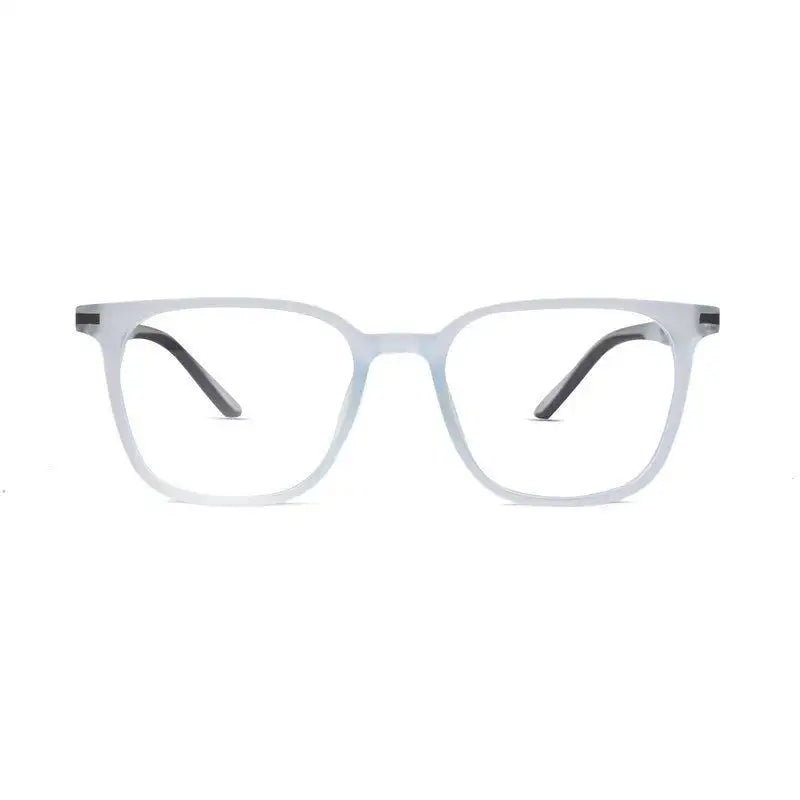 Blokz | Transparent Light Blue & Transparent White Medium Full Rim RECTANGLE Computer Glasses for Men & Women [Blue Block]