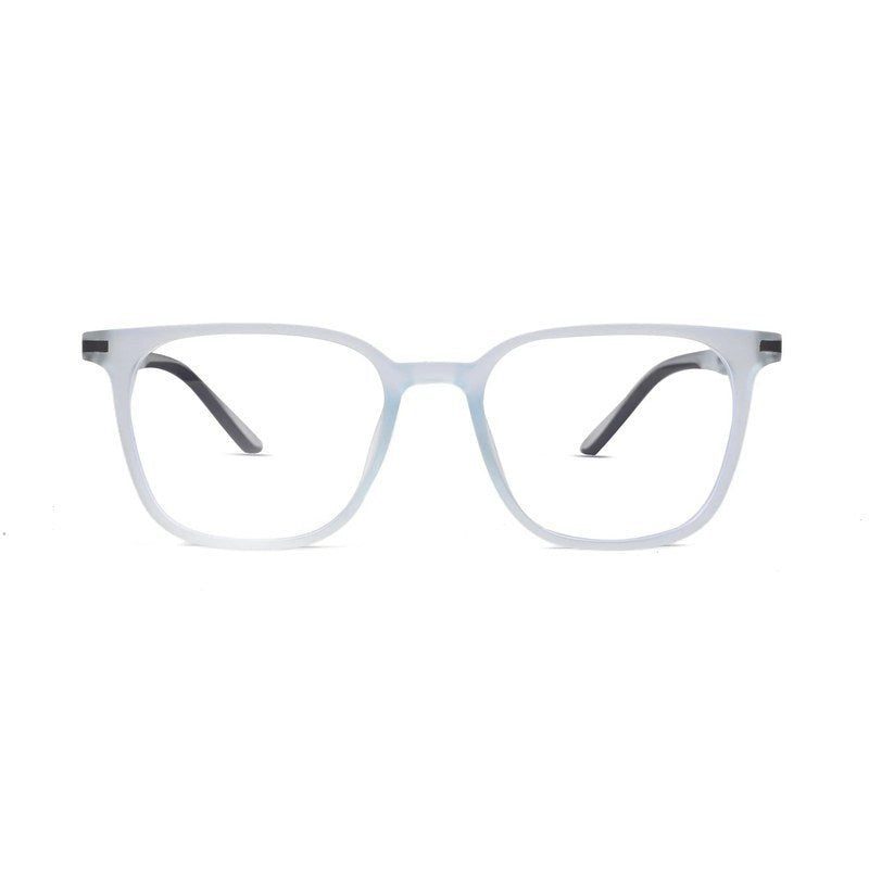 Blokz | Transparent Light Blue & Transparent White Medium Full Rim RECTANGLE Computer Glasses for Men & Women [Blue Block]