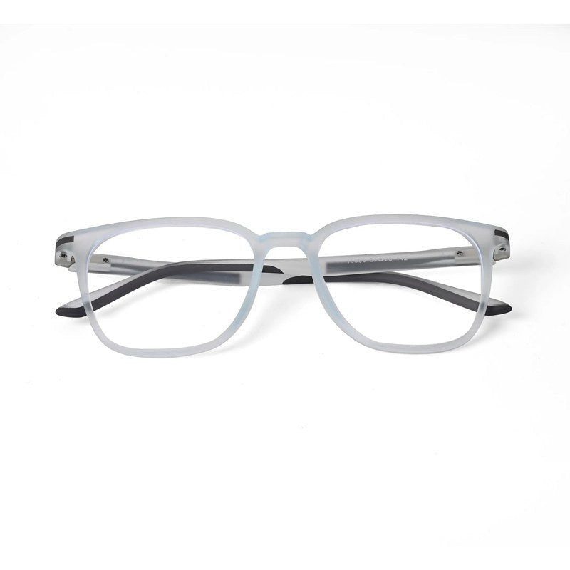 Blokz | Transparent Light Blue & Transparent White Medium Full Rim RECTANGLE Computer Glasses for Men & Women [Blue Block]