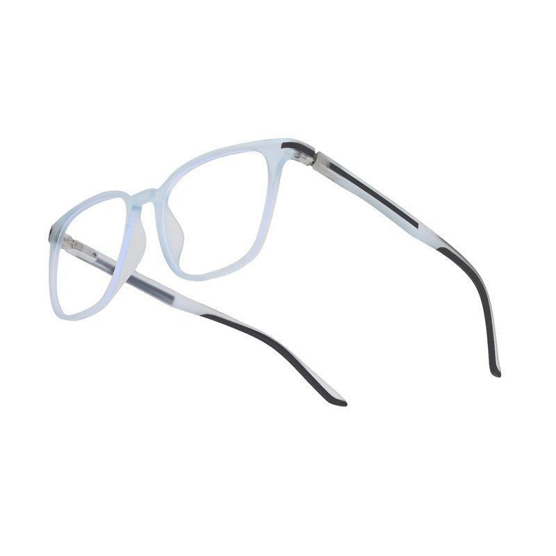 Blokz | Transparent Light Blue & Transparent White Medium Full Rim RECTANGLE Computer Glasses for Men & Women [Blue Block]