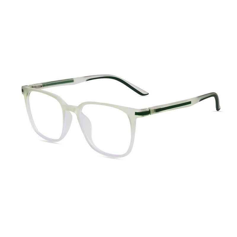 Blokz Transparent Light Green Medium Full Rim RECTANGLE Computer Glasses for Men & Women — Hashtag Eyewears
