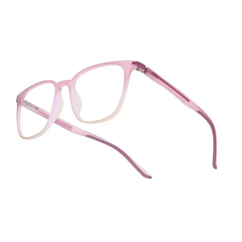 Blokz | Transparent Light Pink Medium Full Rim RECTANGLE Computer Glasses for Men & Women [Blue Block]