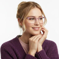 Blokz | Transparent Light Pink Medium Full Rim RECTANGLE Computer Glasses for Men & Women [Blue Block]