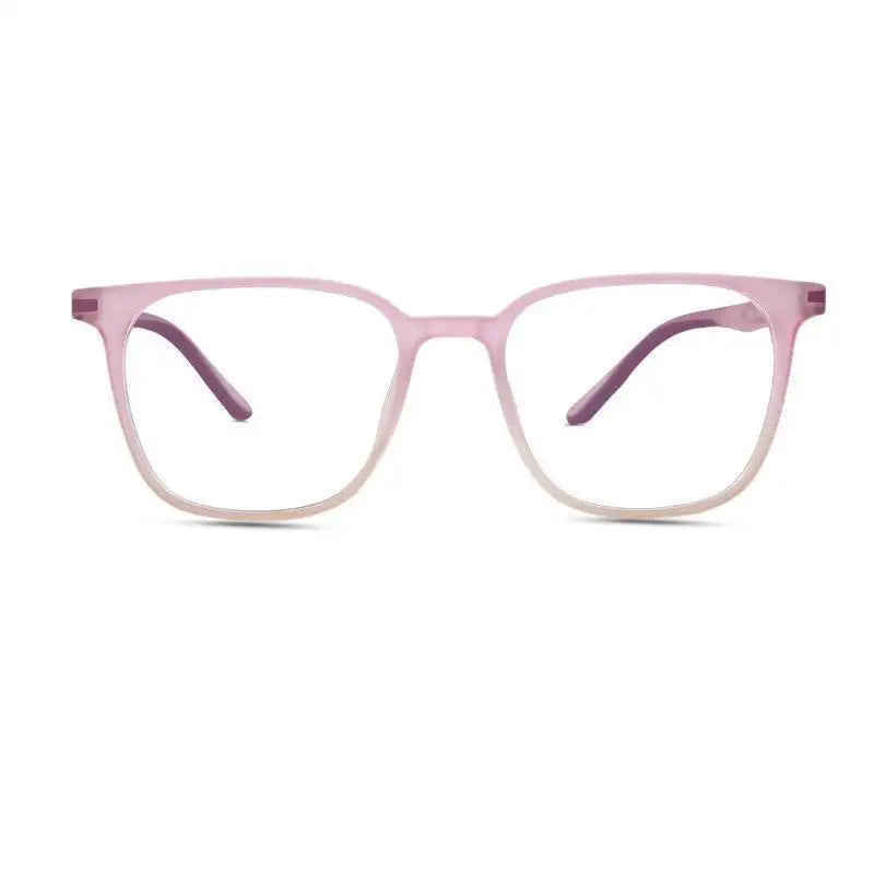 Blokz | Transparent Light Pink Medium Full Rim RECTANGLE Computer Glasses for Men & Women [Blue Block]