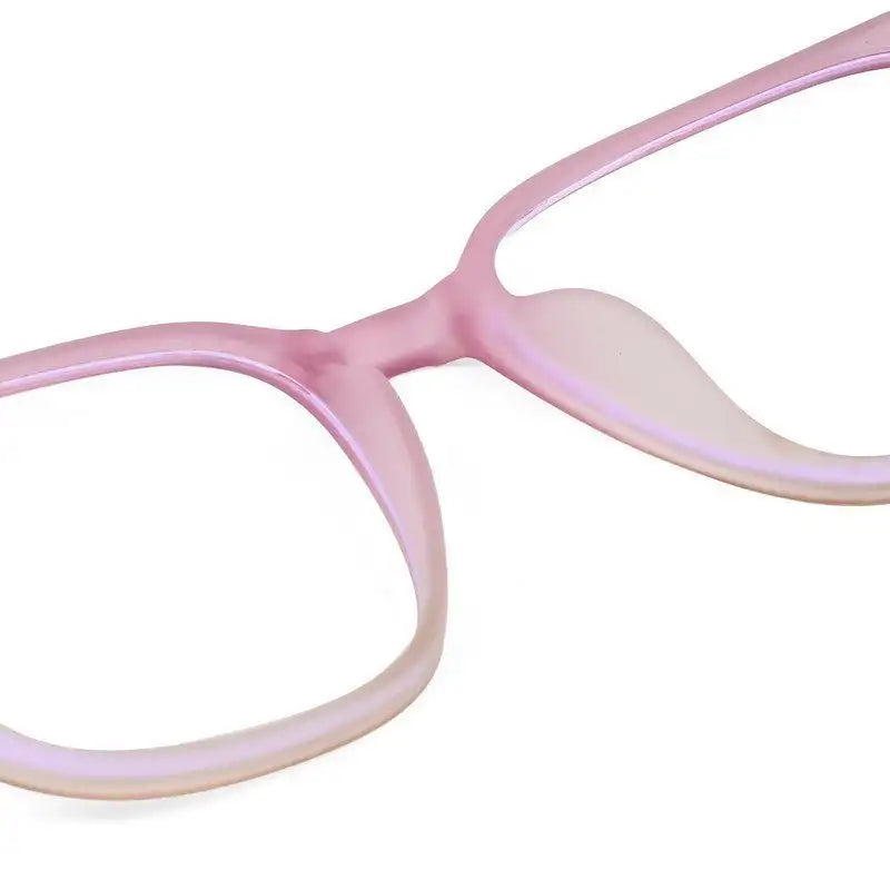 Blokz | Transparent Light Pink Medium Full Rim RECTANGLE Computer Glasses for Men & Women [Blue Block]