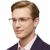 Blokz | Transparent Light Pink Medium Full Rim RECTANGLE Computer Glasses for Men & Women [Blue Block]