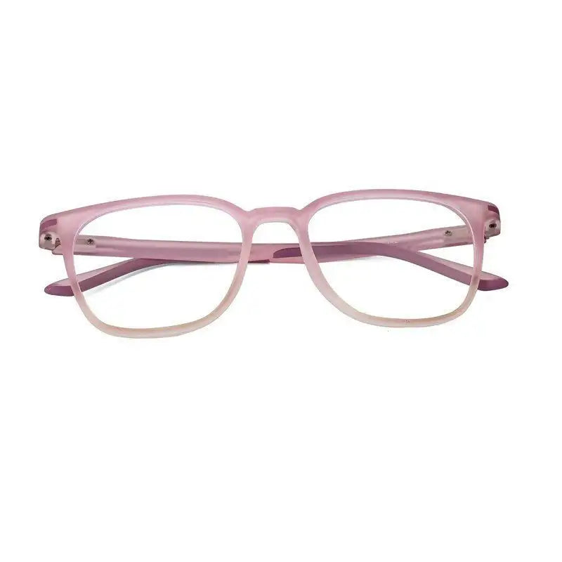 Blokz | Transparent Light Pink Medium Full Rim RECTANGLE Computer Glasses for Men & Women [Blue Block]