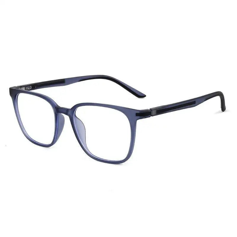 Blokz | Transparent Navy Blue Medium Full Rim RECTANGLE Computer Glasses for Men & Women [Blue Block]