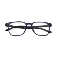 Blokz | Transparent Navy Blue Medium Full Rim RECTANGLE Computer Glasses for Men & Women [Blue Block]