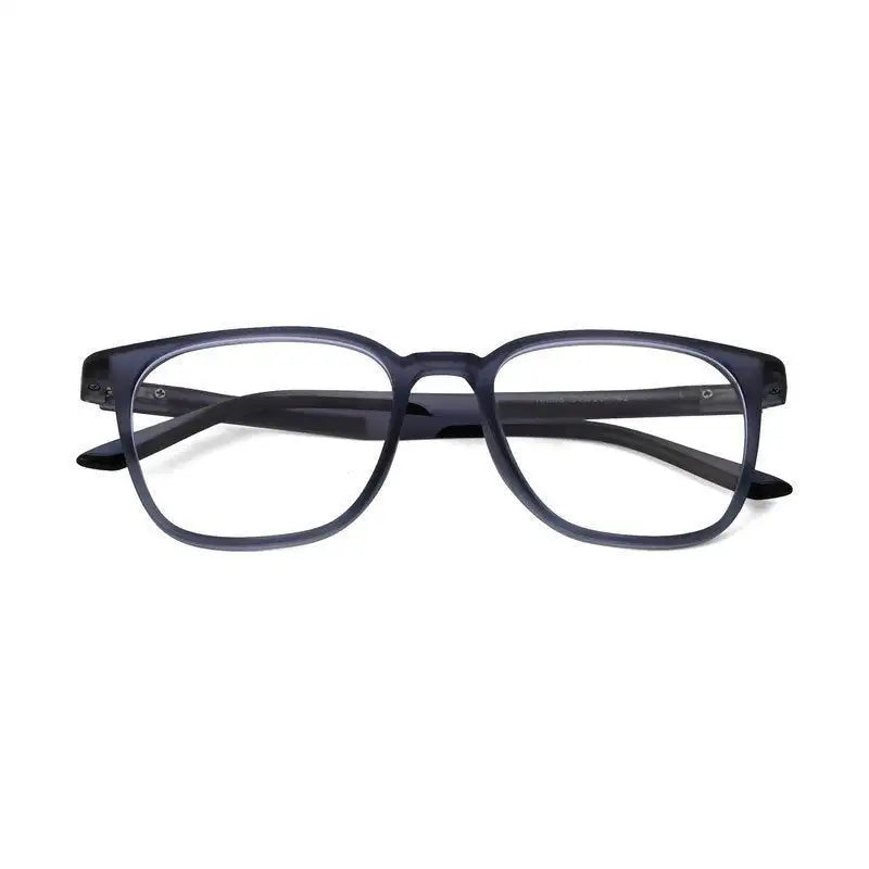 Blokz | Transparent Navy Blue Medium Full Rim RECTANGLE Computer Glasses for Men & Women [Blue Block]
