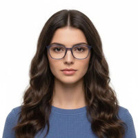 Blokz | Transparent Navy Blue Medium Full Rim RECTANGLE Computer Glasses for Men & Women [Blue Block]