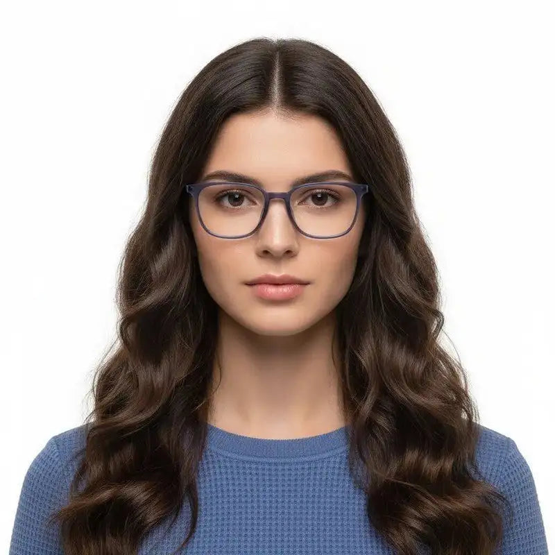 Blokz | Transparent Navy Blue Medium Full Rim RECTANGLE Computer Glasses for Men & Women [Blue Block]