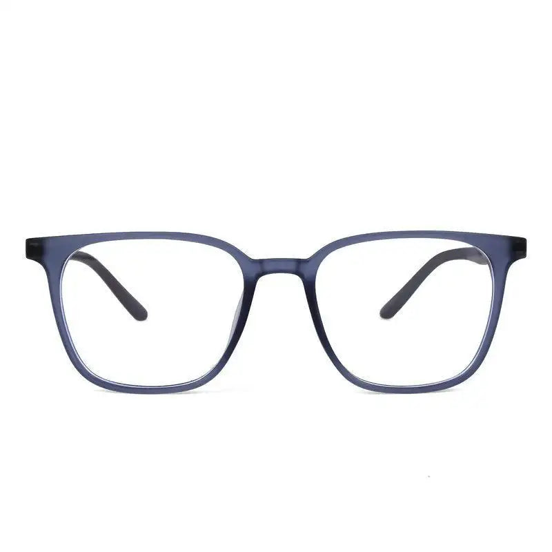Blokz | Transparent Navy Blue Medium Full Rim RECTANGLE Computer Glasses for Men & Women [Blue Block]