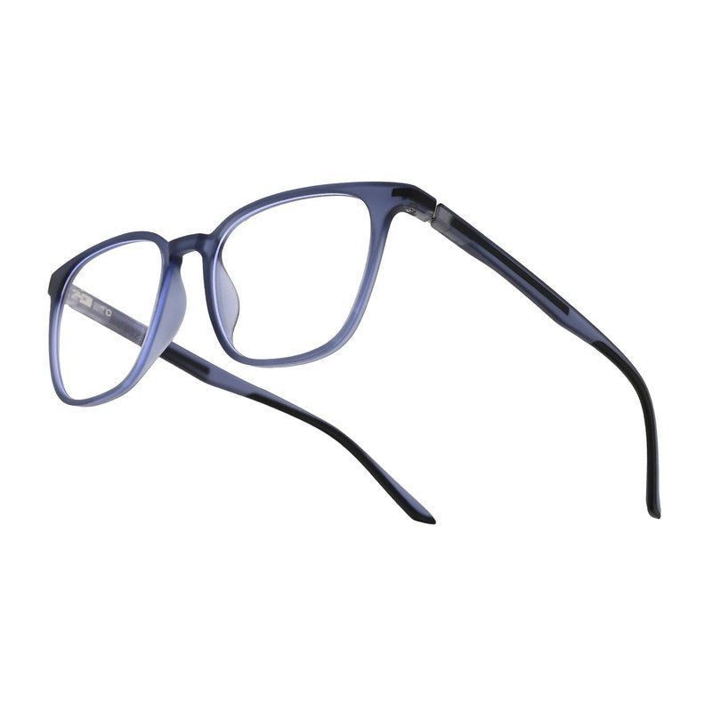 Blokz Transparent Navy Blue Medium Full Rim RECTANGLE Computer Glasses for Men & Women — Hashtag Eyewears