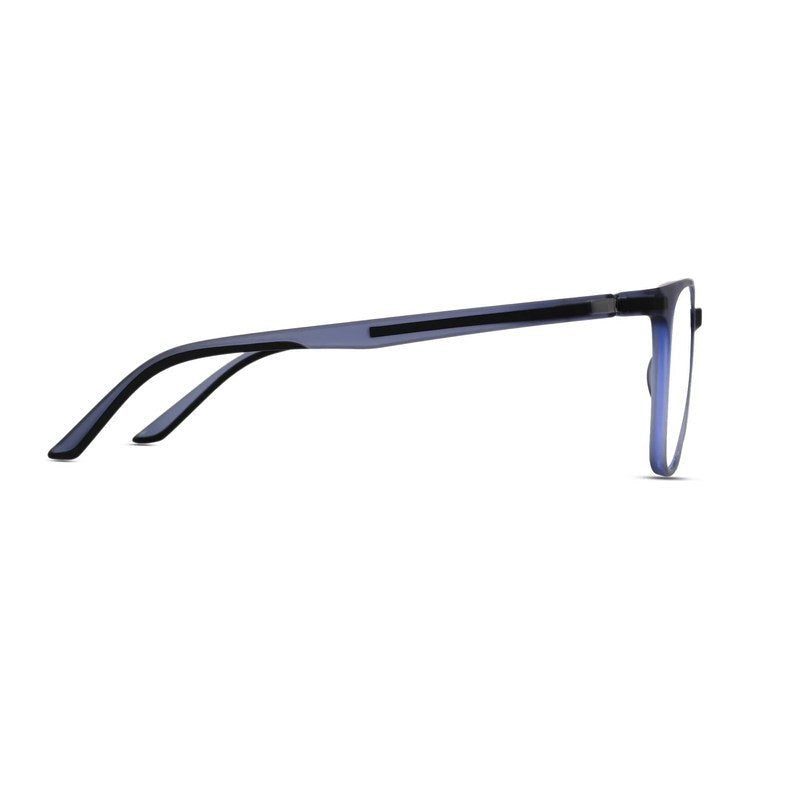 Blokz Transparent Navy Blue Medium Full Rim RECTANGLE Computer Glasses for Men & Women — Hashtag Eyewears