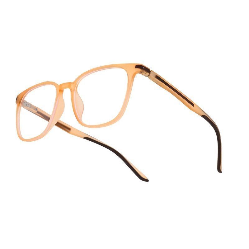 Blokz | Transparent Orange Medium Full Rim RECTANGLE Computer Glasses for Men & Women [Blue Block]