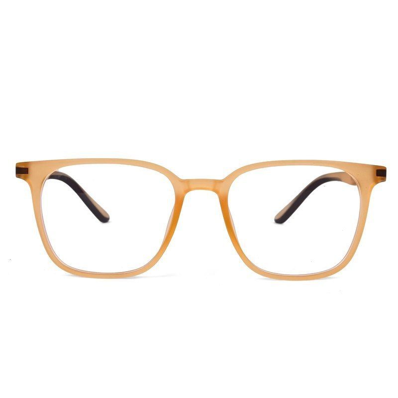 Blokz | Transparent Orange Medium Full Rim RECTANGLE Computer Glasses for Men & Women [Blue Block]
