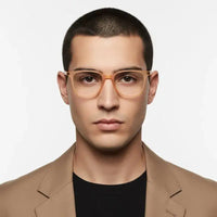 Blokz | Transparent Orange Medium Full Rim RECTANGLE Computer Glasses for Men & Women [Blue Block]