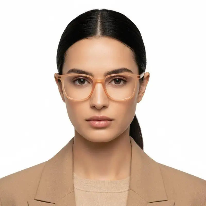 Blokz | Transparent Orange Medium Full Rim RECTANGLE Computer Glasses for Men & Women [Blue Block]