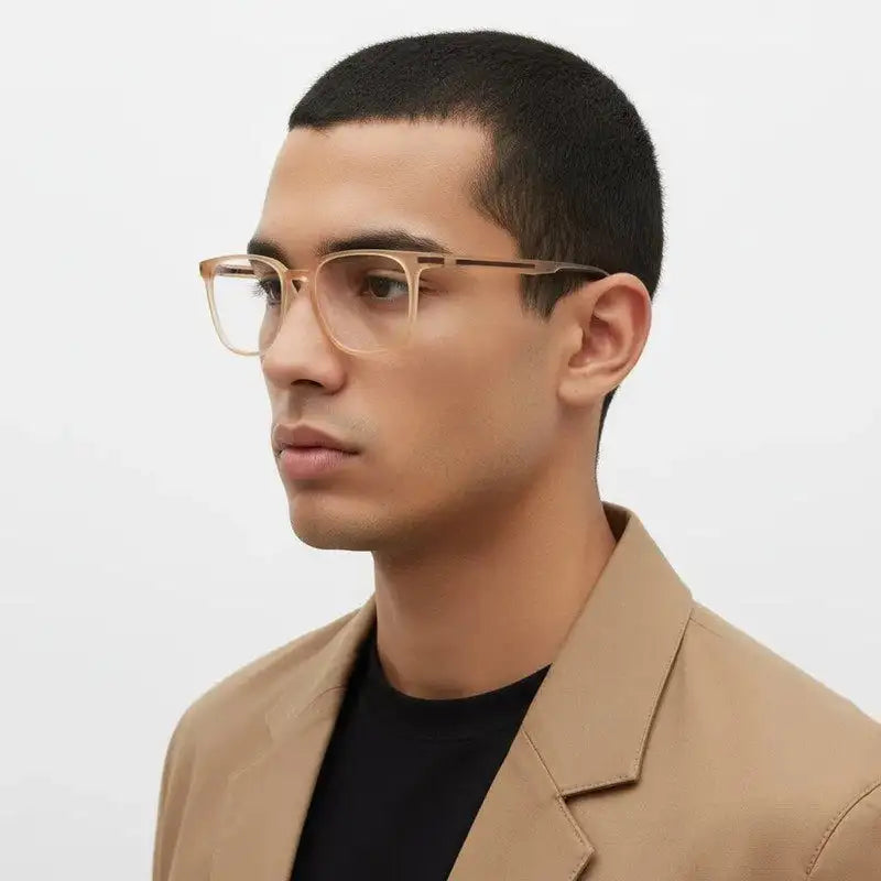 Blokz | Transparent Orange Medium Full Rim RECTANGLE Computer Glasses for Men & Women [Blue Block]