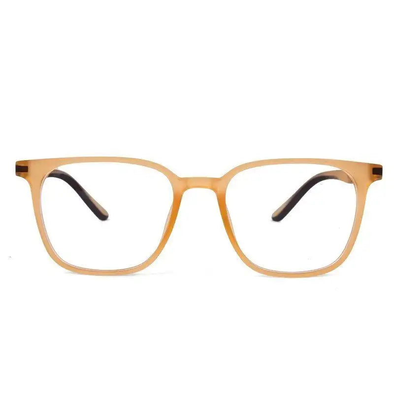 Blokz | Transparent Orange Medium Full Rim RECTANGLE Computer Glasses for Men & Women [Blue Block]