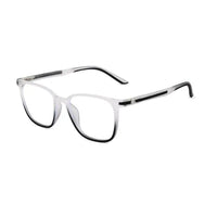 Blokz | Transparent White & Black Medium Full Rim RECTANGLE Computer Glasses for Men & Women [Blue Block]
