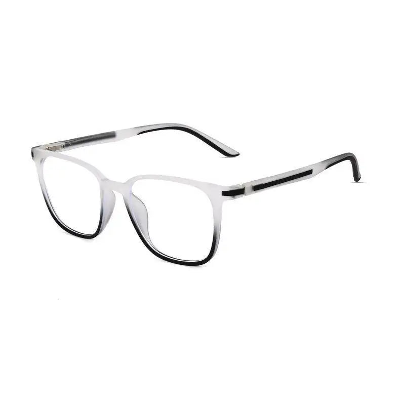 Blokz | Transparent White & Black Medium Full Rim RECTANGLE Computer Glasses for Men & Women [Blue Block]