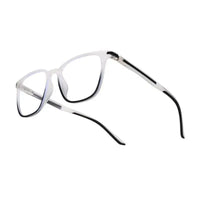 Blokz | Transparent White & Black Medium Full Rim RECTANGLE Computer Glasses for Men & Women [Blue Block]