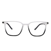 Blokz | Transparent White & Black Medium Full Rim RECTANGLE Computer Glasses for Men & Women [Blue Block]