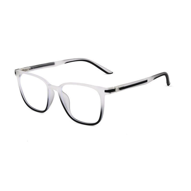 Blokz Transparent White & Black Medium Full Rim RECTANGLE Computer Glasses for Men & Women — Hashtag Eyewears