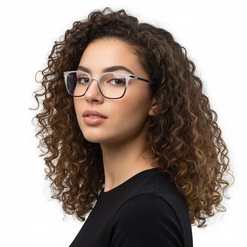Blokz Transparent White & Black Medium Full Rim RECTANGLE Computer Glasses for Men & Women — Hashtag Eyewears