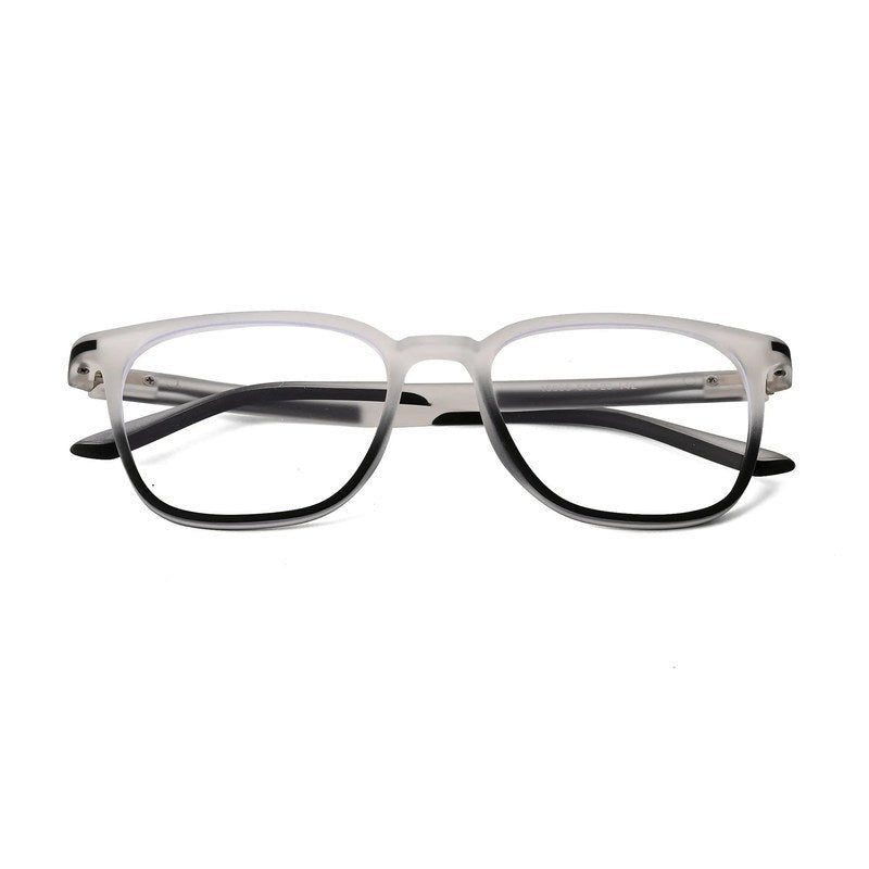 Blokz Transparent White & Black Medium Full Rim RECTANGLE Computer Glasses for Men & Women — Hashtag Eyewears