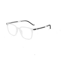 Blokz | Transparent White Medium Full Rim RECTANGLE Computer Glasses for Men & Women [Blue Block]