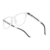 Blokz | Transparent White Medium Full Rim RECTANGLE Computer Glasses for Men & Women [Blue Block]