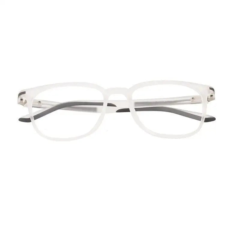 Blokz | Transparent White Medium Full Rim RECTANGLE Computer Glasses for Men & Women [Blue Block]