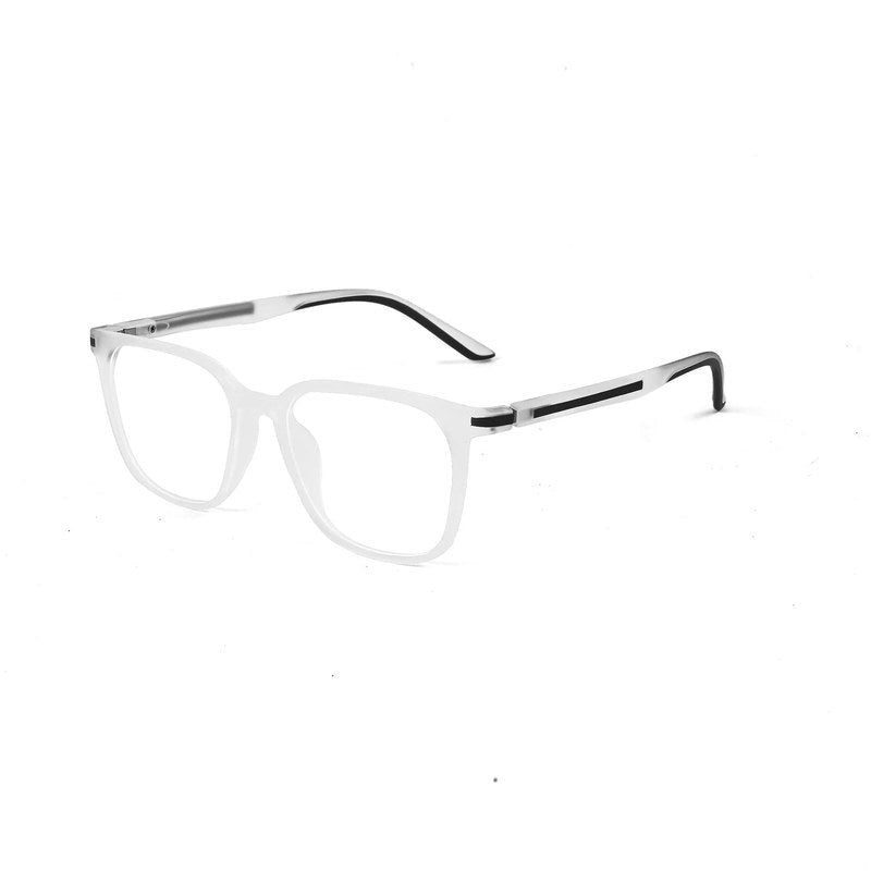Blokz Transparent White Medium Full Rim RECTANGLE Computer Glasses for Men & Women — Hashtag Eyewears