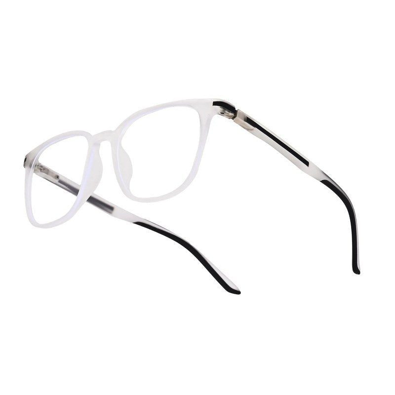 Blokz Transparent White Medium Full Rim RECTANGLE Computer Glasses for Men & Women — Hashtag Eyewears