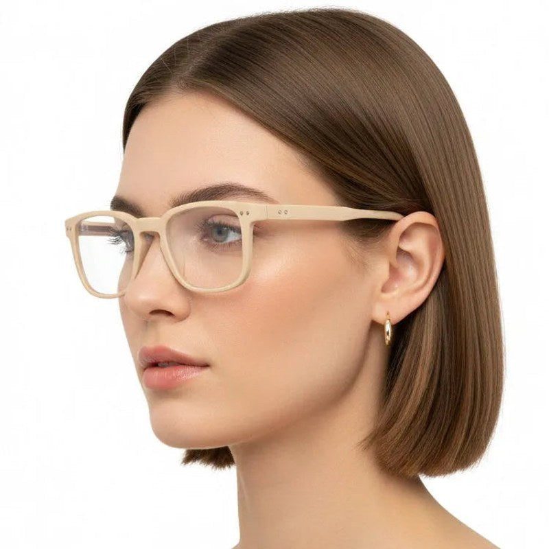 BluArmor Cream Medium Full Rim SQUARE Computer Glasses for Men & Women — Hashtag Eyewears