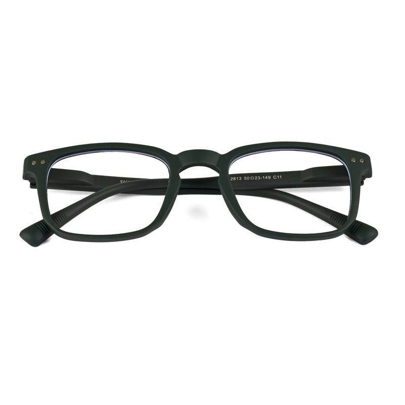 BluArmor Green Medium Full Rim SQUARE Computer Glasses for Men & Women — Hashtag Eyewears