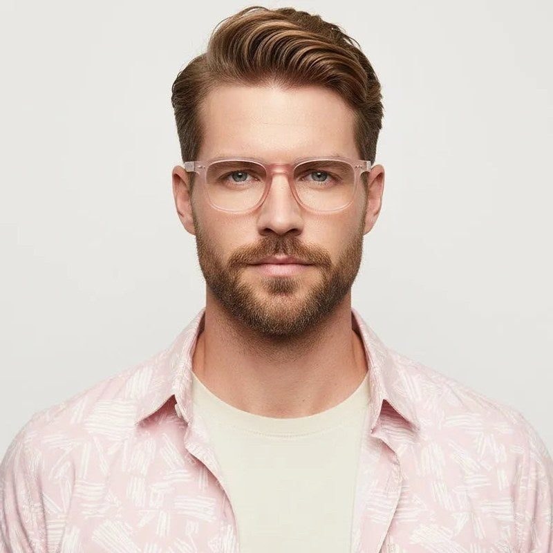 BluArmor Transparent Baby Pink Medium Full Rim SQUARE Computer Glasses for Men & Women — Hashtag Eyewears