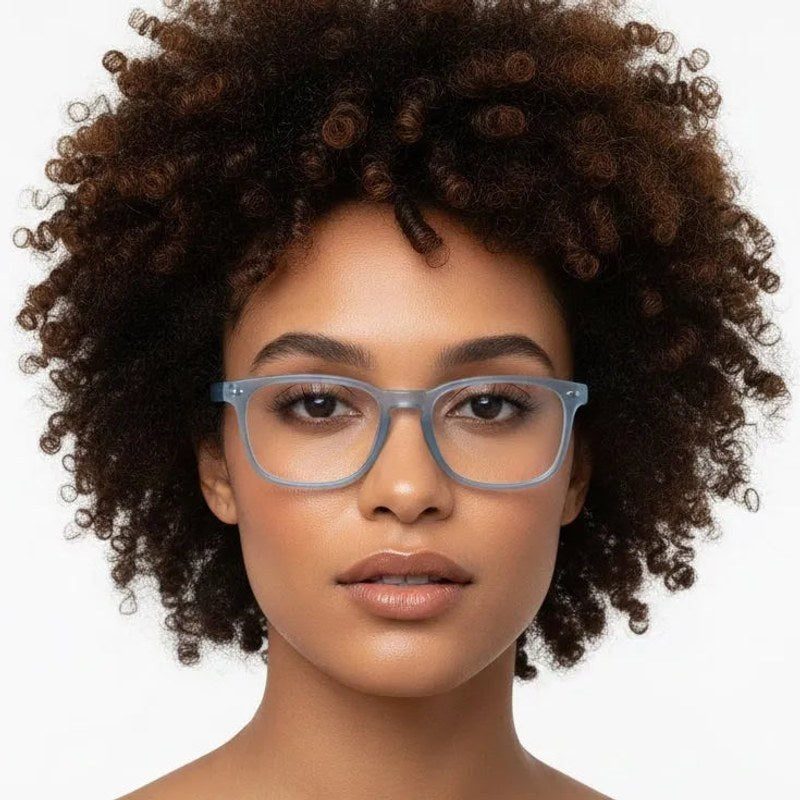 BluArmor Transparent Blue Medium Full Rim SQUARE Computer Glasses for Men & Women — Hashtag Eyewears