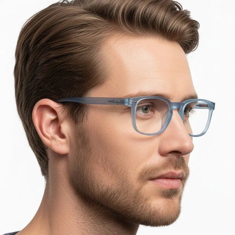 BluArmor Transparent Blue Medium Full Rim SQUARE Computer Glasses for Men & Women — Hashtag Eyewears