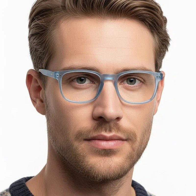 BluArmor Transparent Blue Medium Full Rim SQUARE Computer Glasses for Men & Women — Hashtag Eyewears