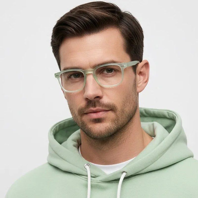 BluArmor Transparent Light Green Medium Full Rim SQUARE Computer Glasses for Men & Women — Hashtag Eyewears